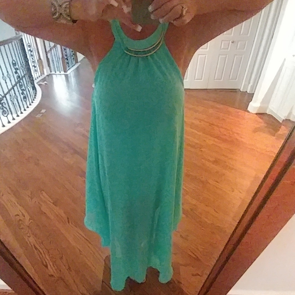 Stunning Aqua Mint Sheer/Lined Maxi Dress